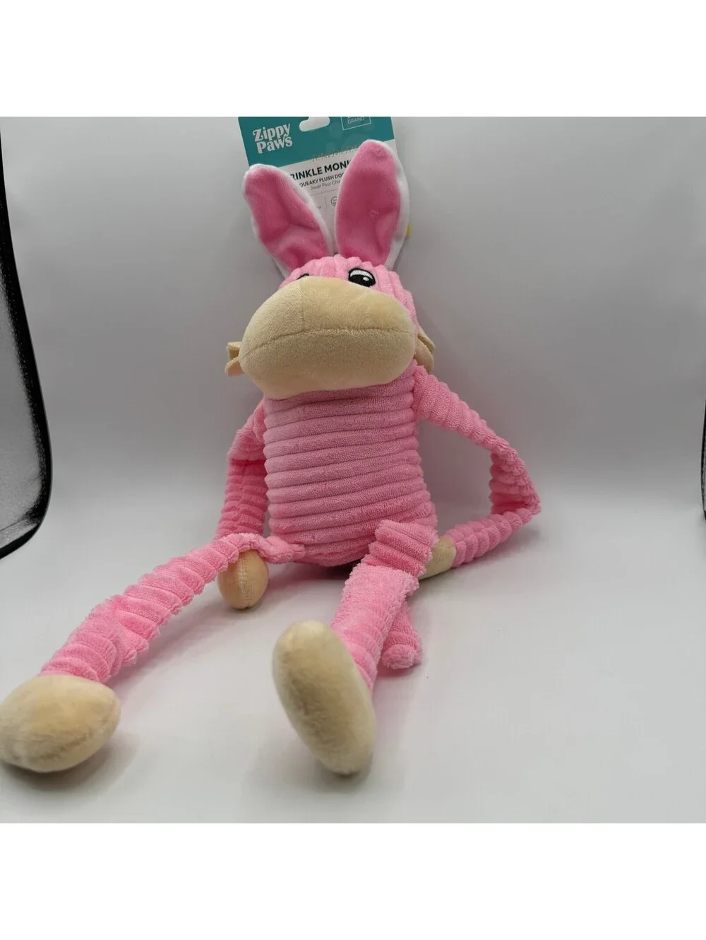 ZippyPaws Easter Spencer the Crinkle Monkey Dog Toy Large Corduroy Squeaky Plush